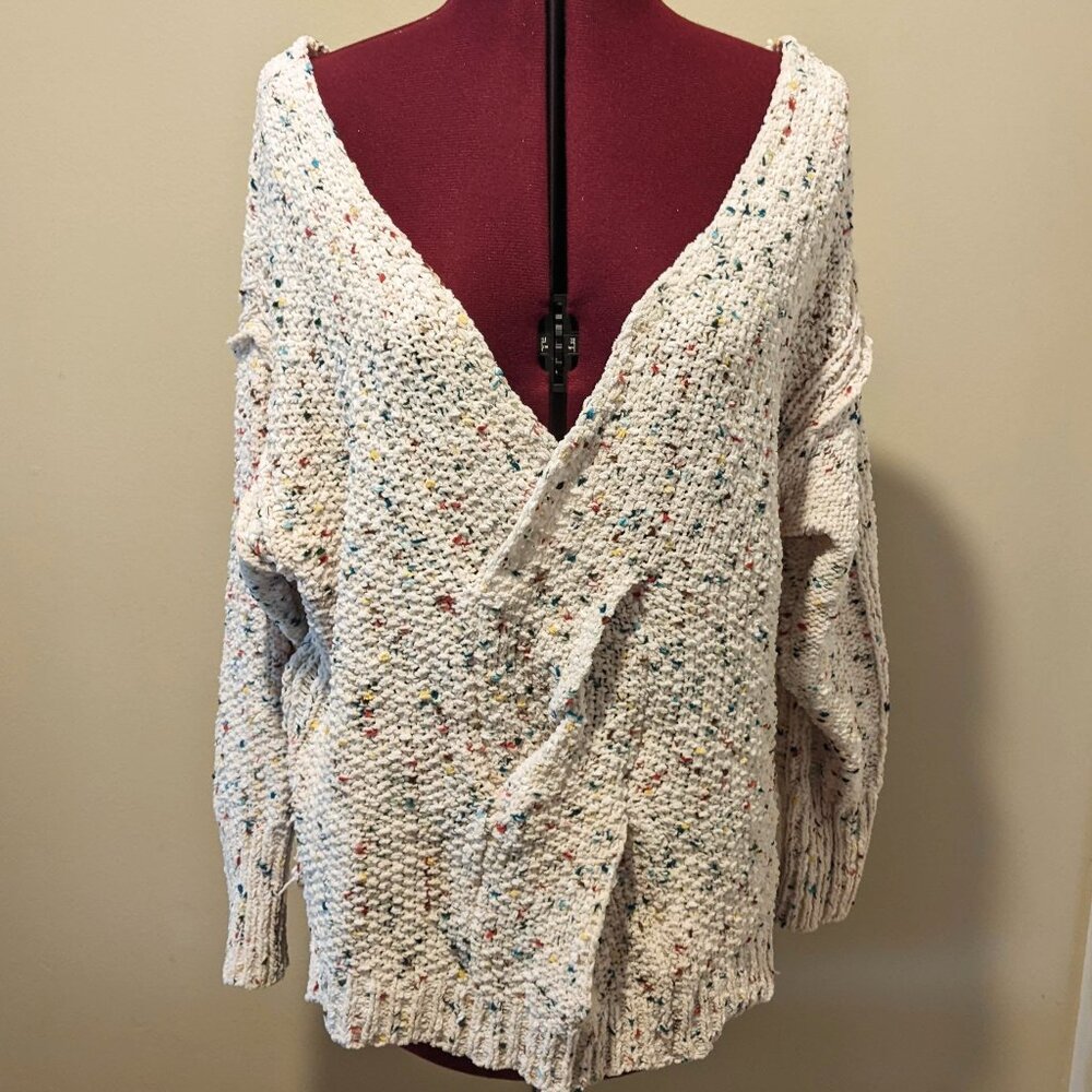 Anthropologie Favlux two way Knit Sweater – Cream/White Confetti – Size M
